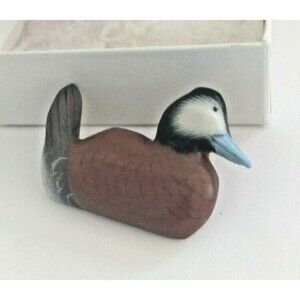 Hand Carved Bird Pin/Brooch (Ruddy Duck)  byWild Life Artist Russ Clark Ontario